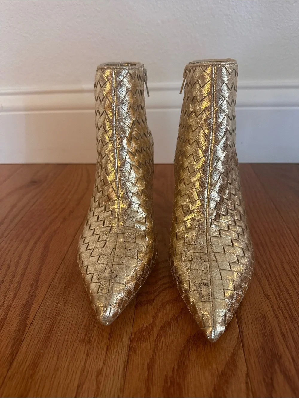INC Gold Woven Pointed Toe Booties – Size 6.5 (NWOT)